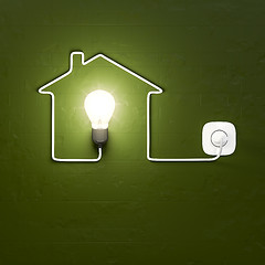 Image showing a light bulb building a house with the cable