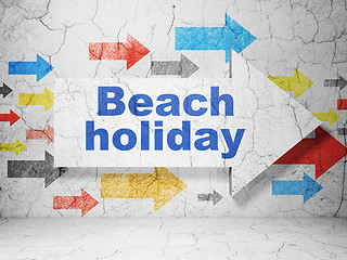 Image showing Vacation concept: arrow with Beach Holiday on grunge wall background