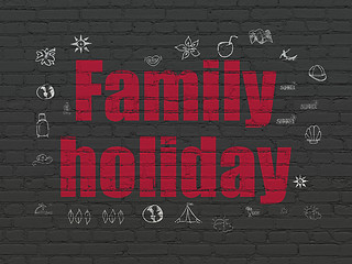 Image showing Tourism concept: Family Holiday on wall background