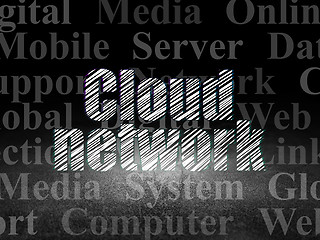 Image showing Cloud networking concept: Cloud Network in grunge dark room