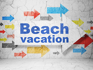 Image showing Travel concept: arrow with Beach Vacation on grunge wall background