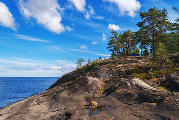 Image showing Rocky shore of the lake.