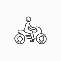 Image showing Man riding motorcycle sketch icon.