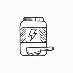Image showing Sport nutrition container sketch icon.