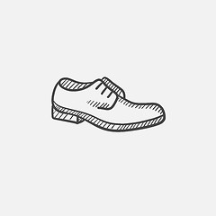 Image showing Shoe with shoelaces sketch icon.