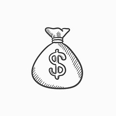 Image showing Money bag sketch icon.