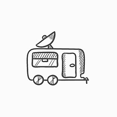 Image showing Caravan with satellite dish sketch icon.