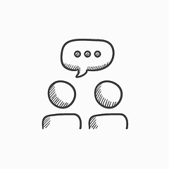 Image showing People with speech square above heads sketch icon.