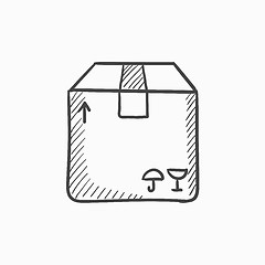 Image showing Carton package box sketch icon.