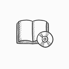 Image showing Audiobook and cd disc sketch icon.