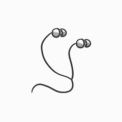 Image showing Earphone sketch icon.