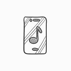 Image showing Phone with musical note sketch icon.