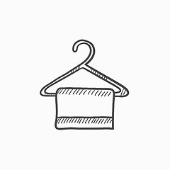 Image showing Towel on hanger sketch icon.