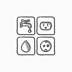 Image showing Utilities signs electricity and water sketch icon.