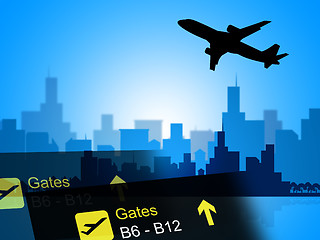 Image showing City Flight Represents Aeroplane Schedules And Aircraft