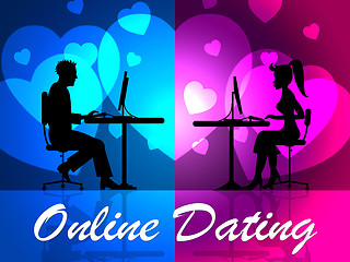 Image showing Online Dating Means Website Sweetheart And Network