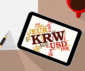 Image showing Krw Currency Represents South Korean Wons And Banknote