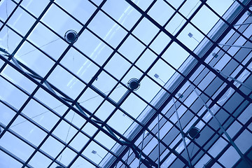 Image showing abstraction, geometric glass ceiling and wall