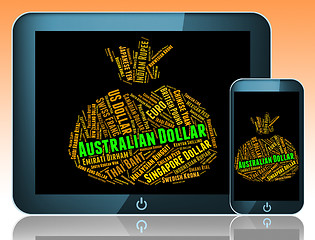 Image showing Australian Dollar Means Currency Exchange And Banknote