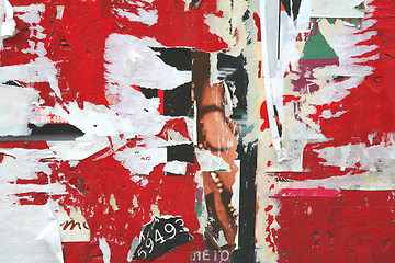 Image showing Texture, Varicolored Concrete Wall with Scrap of the Posters