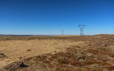 Image showing Large pylons near Reykjavik