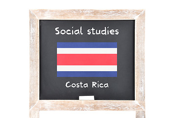 Image showing Social studies with flag on board