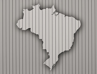 Image showing Map of Brazil on corrugated iron