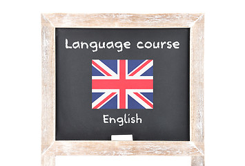 Image showing Language course with flag on board