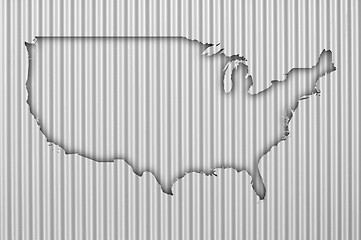 Image showing Map of the USA on corrugated iron