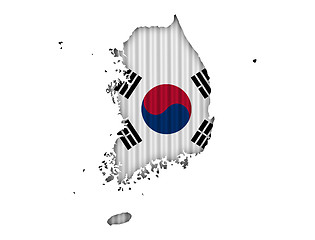Image showing Map and flag of South Korea 