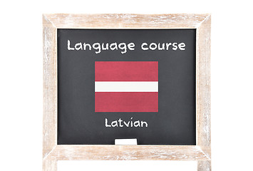 Image showing Language course with flag on board