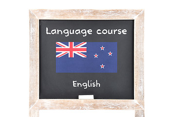 Image showing Language course with flag on board