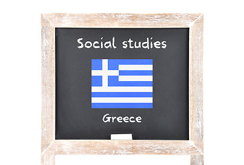 Image showing Social studies with flag on board