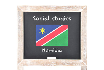 Image showing Social studies with flag on board