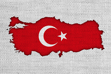Image showing Map and flag of Turkey on old linen