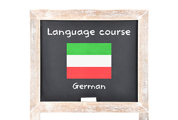 Image showing Language course with flag on board