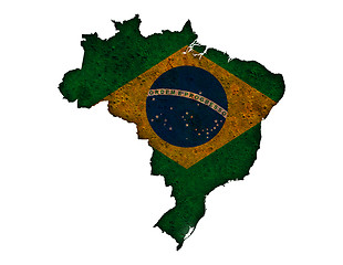 Image showing Map and flag of Brazil on rusty metal