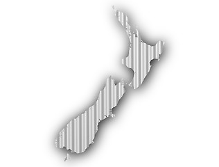 Image showing Map of New Zealand on corrugated iron,