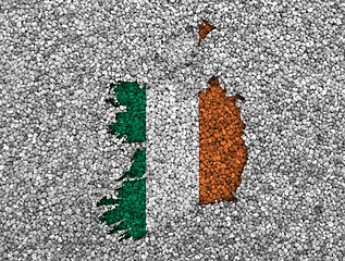 Image showing Map and flag of Ireland on poppy seeds