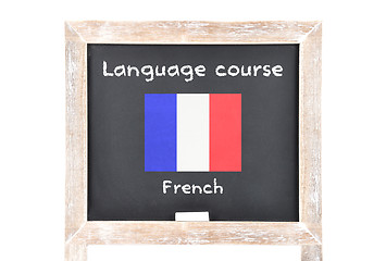 Image showing Language course with flag on board