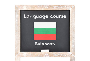 Image showing Language course with flag on board