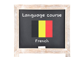 Image showing Language course with flag on board