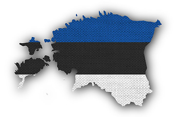 Image showing Map and flag of Estonia on old linen