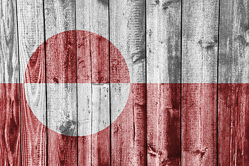 Image showing Flag on weathered wood