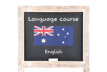 Image showing Language course with flag on board