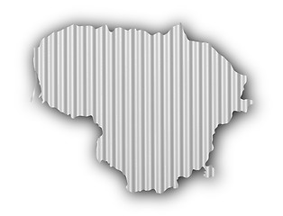 Image showing Map of Lithuania on corrugated iron