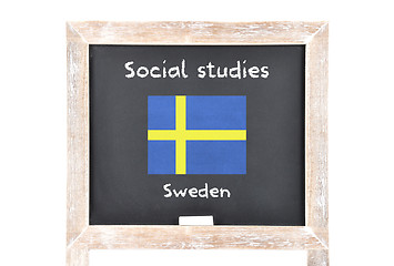 Image showing Social studies with flag on board