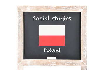 Image showing Social studies with flag on board