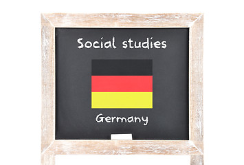 Image showing Social studies with flag on board