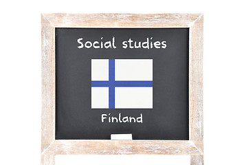 Image showing Social studies with flag on board